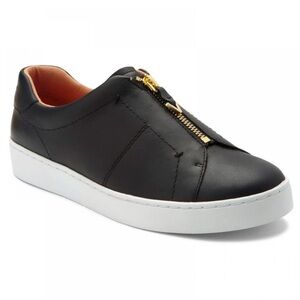 Vionic Black Leather Ellis Zip Up Slip On Casual Sneaker Women’s 6.5 TVW5254